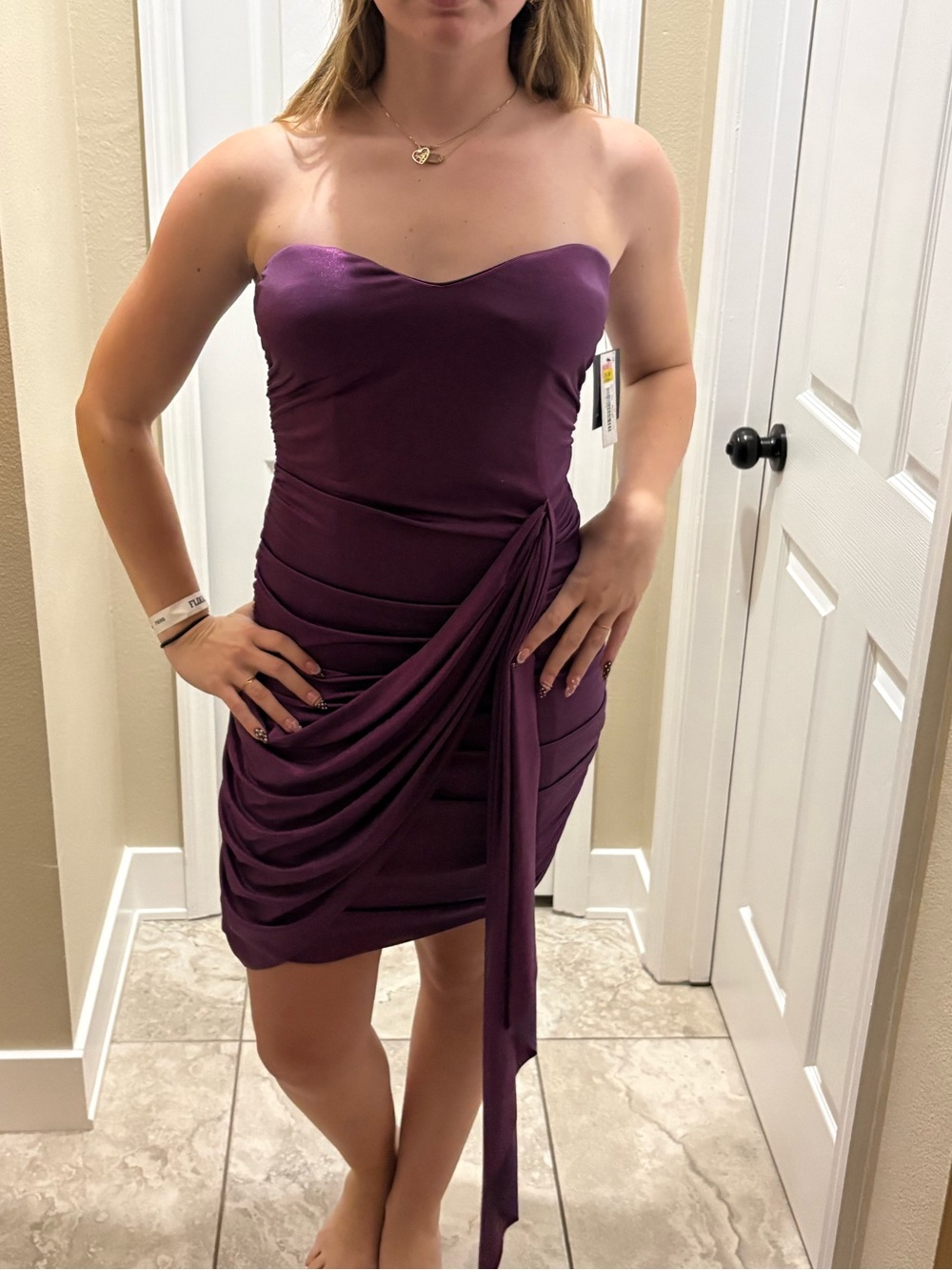 Strapless Ruched Purple Bodycon Dress. NWOT great for Homecoming